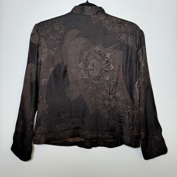 Citron Santa Monica Jacket Extra Small Brown Silk Jacquard Embroidered Floral - Picture 5 of 16